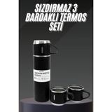 İlk El Grup Termos Seti Paslanmaz Çelik 3 Bardaklı Vakumlu Termos Set 500 ml 12 Saate Kadar Isı Koruma - Renkli - 0 - 249 ml