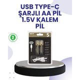 İlk El Grup Type-C USB ile Hızlı Şarj Edilebilir Aa Kalem Pil | 1.5V Lityum | Çiftli Paket - 1 Adet