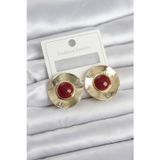 İlk El Grup Vintage Model Bordo Gold Renk Pirinç Kadın Küpe