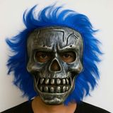 İlk El Grup Wild Skull - Gümüş Kafatası Mavi Saçlı İskelet Maske