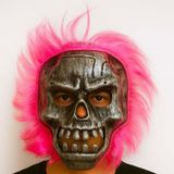 İlk El Grup Wild Skull - Gümüş Kafatası Pembe Saçlı İskelet Maske