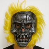 İlk El Grup Wild Skull - Metalik Renk Kafatası Sarı Saçlı İskelet Maske