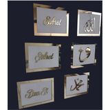 İlk Hediyem 3D Sabret Şükret Dua Et Allah Muhammed Vav 6'Lı Tablo Set (20*13) Gold / Beyaz