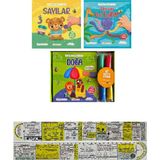 Ilk Oyun Hamuru Kitabım 3'lü Set / Sayılar - Hayvan Dostlarım - Doğa + Mat. Öğreten Cetvel