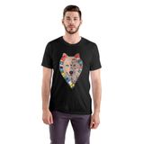 İlk Türk Devletleri Bayrakları ve Kurt Desenli Erkek T-Shirt, Siyah, Yuvarlak Yaka (Siyah, XS)