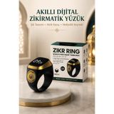 İlkbenaldim Akıllı Dijital Zikirmatik Yüzük | Namaz Vakti Bildirimli, OLED Ekranlı, Şarjlı Tesbih Sayacı - Siyah