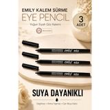 İlkbenaldim Emily Eye Pencil 101 3 Adet | Suya Dayanıklı Kalem Sürme Yoğun Siyah Göz Kalemi Seti