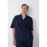 İLKCET MODA Oversize Lacivert Düğme Detay Erkek Gömlek