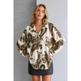 İLKCET MODA Paisley Ekru Vintage Oversize Gömlek