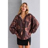 İLKCET MODA Paisley Kahve Vintage Oversize Gömlek