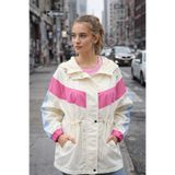 İLKCET MODA Renk Bloklu Oversize Kadın Yağmurluk
