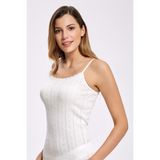 İlke Ilke Kadın,transferli,jakarlı,rahat,yumuşak,nefes Alabilen,esnek,ip Askılı Atlet 6'lı Paket - Beyaz - 3XL