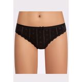 İlke Kadın Jakarlı (Transferli Ribana) Dantelli Bikini 273 - 12 Adet - M - Siyah