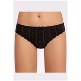 İlke Kadın Jakarlı (Transferli Ribana) Dantelli Bikini 273 - 12 Adet - S - Siyah