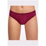 İlke Kadın Jakarlı (Transferli Ribana) Dantelli Bikini 273 - 12 Adet - S - Vişne