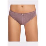 İlke Kadın Jakarlı (Transferli Ribana) Dantelli Bikini 273 - 6 Adet - S - Mürdüm