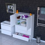 İlkim Alt Modül Çekmece Üst Modül Kapak Banyo Dolabı 100Cm