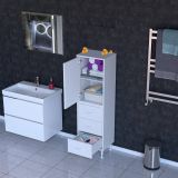 İlkim Alt Modül Çekmece Üst Modül Kapak Banyo Dolabı 50 Cm