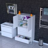 İlkim Alt Modül Çekmece Üst Modül Kapak Banyo Dolabı 80 Cm