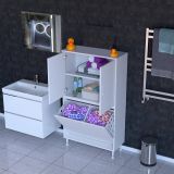 İlkim Alt Modül Sepet Üst Modül Kapak Banyo Dolabı, 85 Cm