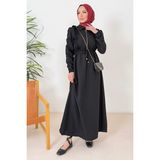 İlkimay.com Ansel Fırfırlı Elbise 1368 - Siyah - 38
