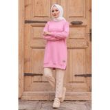 İlkimay.com Armalı Yırtmaç Detay Tunik 1665 - Pembe - 50 - 52