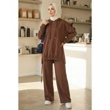 İlkimay.com Kapüşonlu Tunik Pantolon Takım 1682 - Kahve - 38 - 40