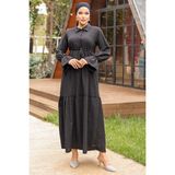 İlkimay Elisa Gömlek Yaka Elbise 899 - Siyah - 36