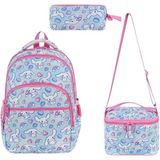 Ilkokul Çantası 3'lü Set Mavi Renk 42*30 cm Beslenme Çantası Kalem Kutusu Ortopedik Su Itici Kumaş