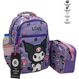 Ilkokul Kuromi Karakterli Kız Çocuk 2 Li Ortopedik Okul Çantası Seti (Okul Çantası + Beslenme) Mor - sırt çanta - 40x30x18