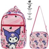 Ilkokul Kuromi Karakterli Kız Çocuk 2 Li Ortopedik Okul Çantası Seti (Okul Çantası + Beslenme) Pembe - sırt çanta - 40x30x18