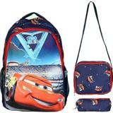 Ilkokul Okul Ortaokul Sırt Çantası Kız Erkek Unisex Beslenme Çantalı Kalemlikli Ortopedik 3lü Set Yarış Arabası Okul Çantası Lacivert