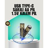 İlkyaz Fashion 1.5V Aa Şarjlı Lityum Pil | 1000+ Kez Şarj Edilebilir | Hızlı Type-C Şarj (2 Adet) Ilkyzhb-Rs3 - 1 Adet