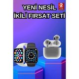 İlkyaz Fashion 3.nesil Tws Bluetooth Kulaklık ve Dokunmatik Ekran Akıllı Saat Sesli Görüşme - Standart - 1 - Çok Renkli