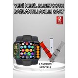 İlkyaz Fashion Akıllı Saat Arama Görüşme Bildirim Görme Uyku ve Sağlık Takibi Nabız Ölçer 3 Kordon Hediy - Standart - 1 - Renkli