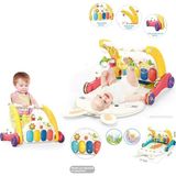 İlkyaz Fashion BIB6016- Vardem Piyanolu Bebek Yürüteci ve Tavşan Desenli Kırmızı Oyun Halısı 2 In 1 - Renkli