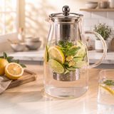 İlkyaz Fashion Detoks Sürahisi - 1500 ml - Paslanmaz Çelik Filtre - Cam (Ilkyz) - Renkli