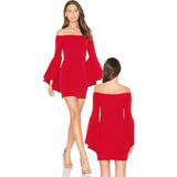 İlkyaz Fashion Ieg™ Ispanyol Kol Mini Elbise - Kırmızı