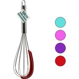 İlkyaz Fashion Krom Saplı Çelik Metal Çırpıcı - Renkli Silikon Kazıyıcılı - 30 cm