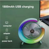 İlkyaz Fashion Masaüstü Vantilatör USB Şarjlı Rgb LED Işıklı 3 Kademeli 180° Ayarlanabilir Soğutucu Fan Y - Renkli