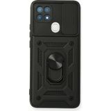 İlkyaz Fashion Oppo A15 Kılıf Pars Lens Yüzüklü Silikon - Siyah - Çok Renkli