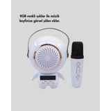 İlkyaz Fashion Renkli Işıklı Astronot Mini Bluetooth Speaker ve Karaoke Mikrofon - 1