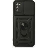 İlkyaz Fashion Samsung Galaxy A02S Kılıf Pars Lens Yüzüklü Silikon - Siyah - 1 - Çok Renkli