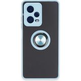 İlkyaz Fashion Xiaomi Redmi Note 12 5g Kılıf Montreal Yüzüklü Silikon Kapak - Buz Mavi - Çok Renkli