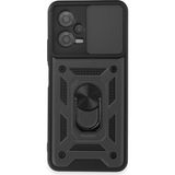 İlkyaz Fashion Xiaomi Redmi Note 12 5g Kılıf Pars Lens Yüzüklü Silikon - Siyah - Çok Renkli