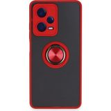 İlkyaz Fashion Xiaomi Redmi Note 12 Pro 5g Kılıf Montreal Yüzüklü Silikon Kapak - Kırmızı - Çok Renkli
