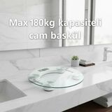 İlkyaz Fashion Yuvarlak Şeffaf Dijital Cam Baskül Tartı – 180 kg Taşıma Kapasitesi, Hassas Ölçüm, Şık T - Renkli