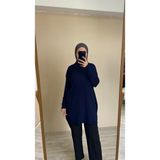 İlmek 22177 Kadın Kalıp İnce Triko Basic Kazak Lacivert Uzun Kol Günlük Stil - 44