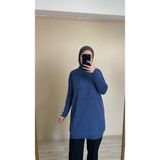 İlmek 22177 Kadın Rahat Kalıp Ince Triko Basic Kazak Indigo Mavisi - İndigo