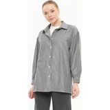 İlmek 24020 Kadın Oversize Balon Kol Gömlek - L - XL - Gri